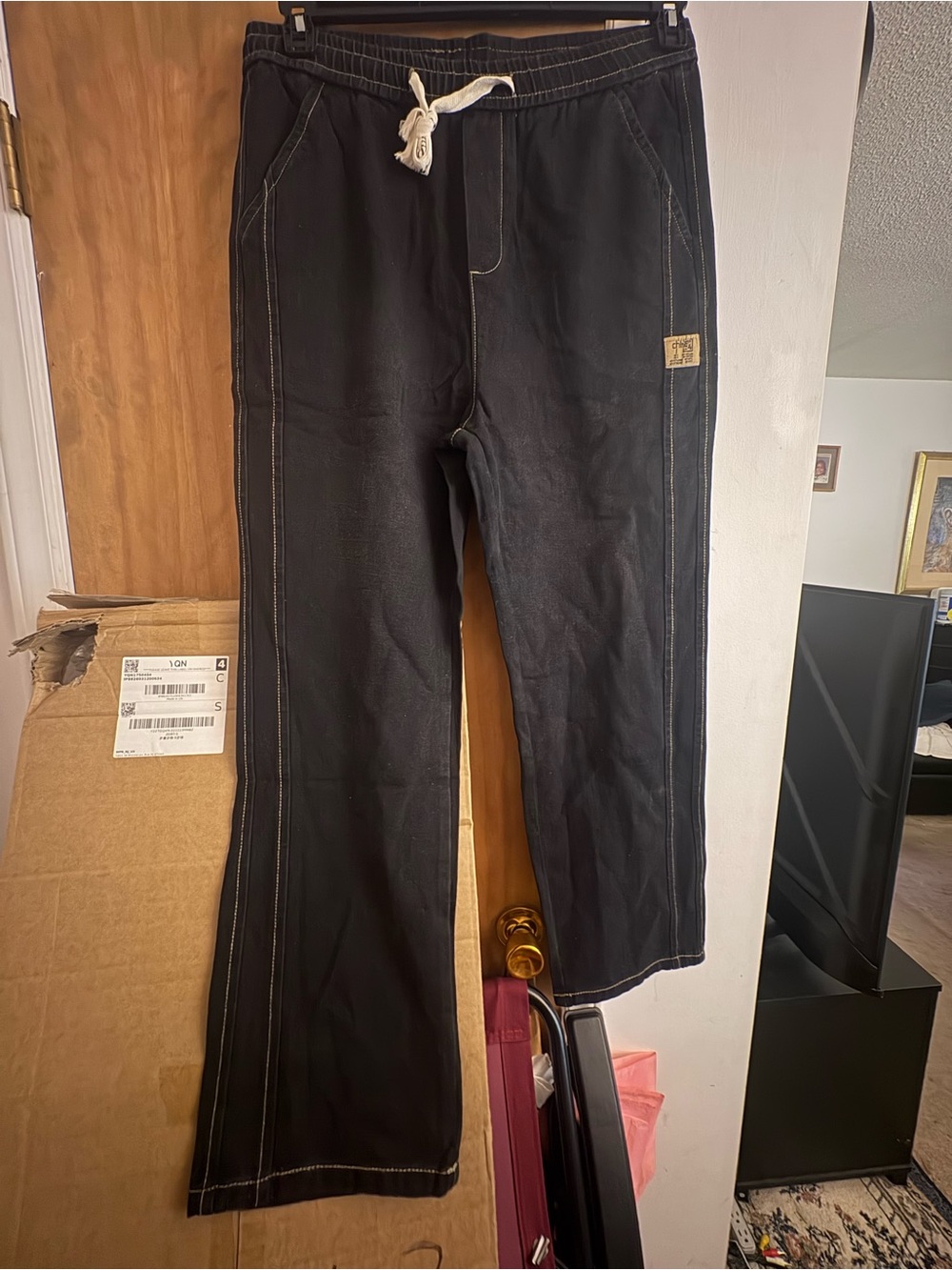 Black Drawstring Wide-Leg Pants